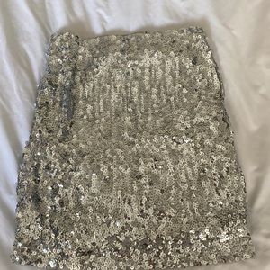 Silver Sequin Mini Skirt